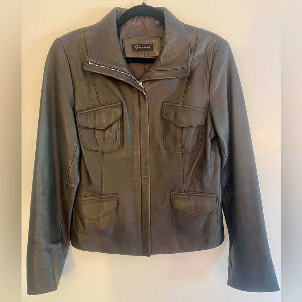 Vintage Dark Brown Leather Jacket